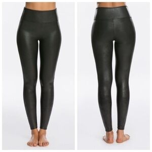 SPANX Black Faux Leather High Rise Leggings Pleather Tights Women’s Size Medium